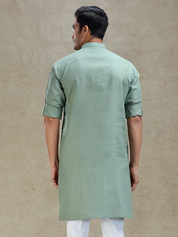 Sage green kurta for pooja and celebration