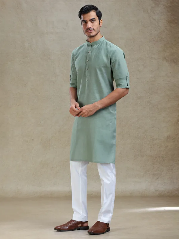 Sage green kurta pajama set for pooja