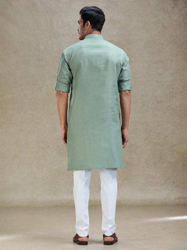 Sage green kurta pajama set for pooja