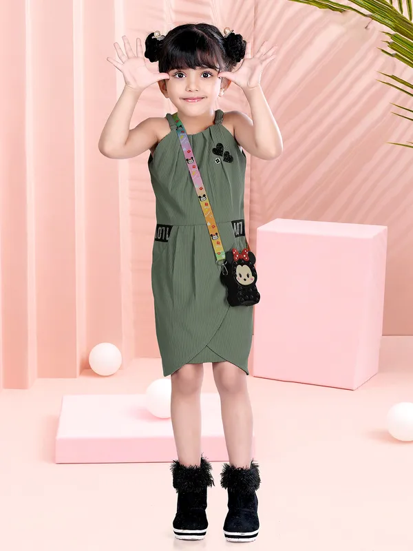 Sage green party wear dress