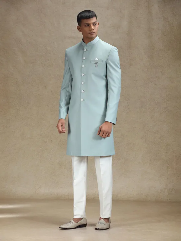 Sage green serene simple indo western