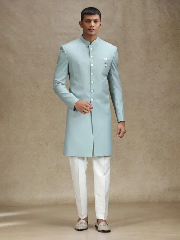 Sage green serene simple indo western