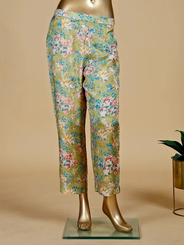 Sage green silk printed co ord set