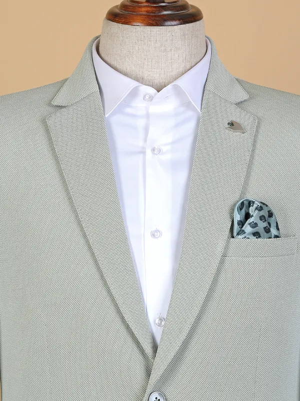 Sage green textured terry rayon blazer