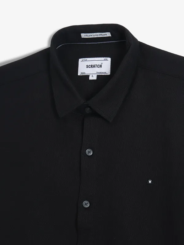 SCRATCH black texture casual shirt