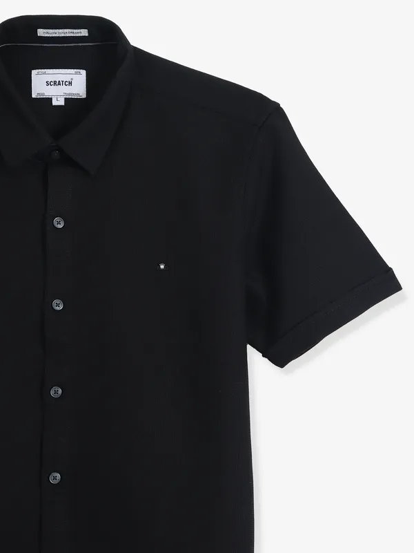 SCRATCH black texture casual shirt