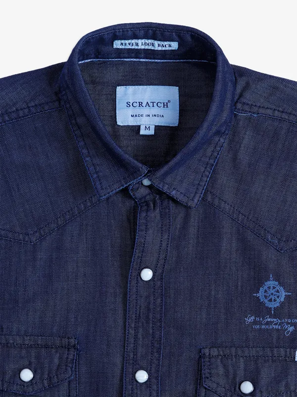 Scratch navy denim shirt