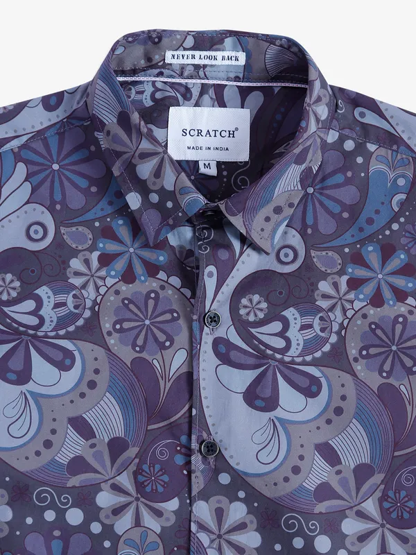 Scratch purple and grey printed shirt