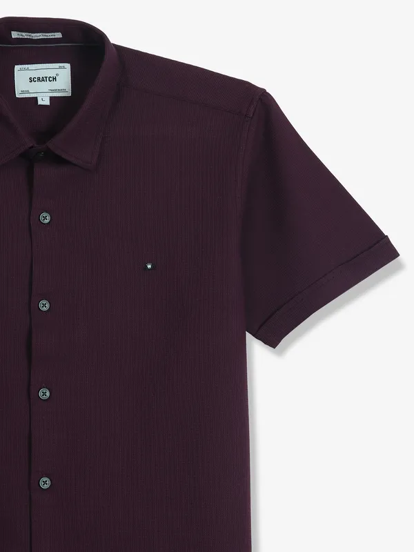 SCRATCH wine cotton casual shirt