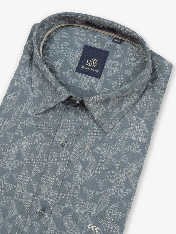 SDW dark grey printed cotton shirt