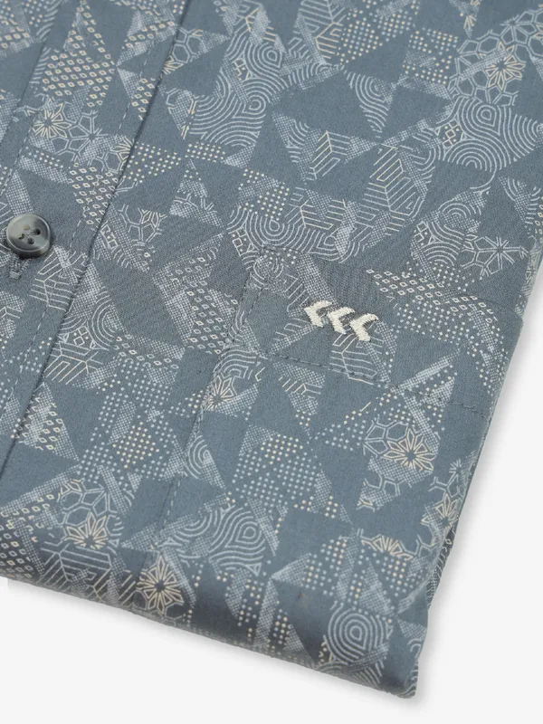 SDW dark grey printed cotton shirt