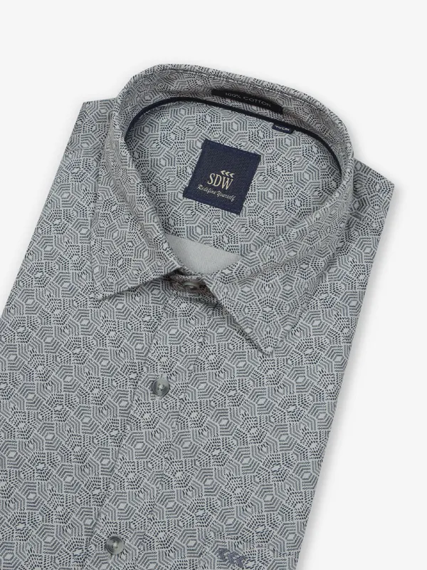 SDW grey printed cotton shirt