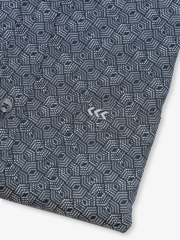 SDW navy printed cotton shirt