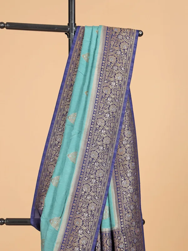 Sea blue patola silk wedding wear saree