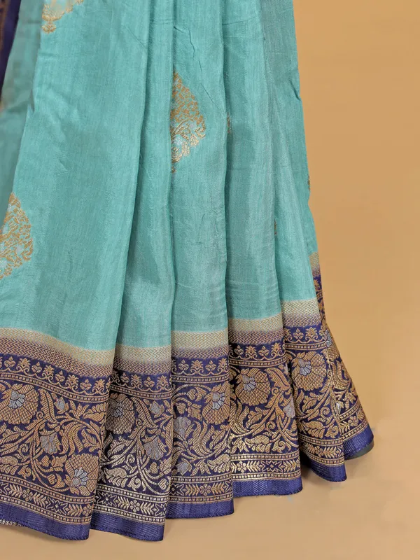Sea blue patola silk wedding wear saree