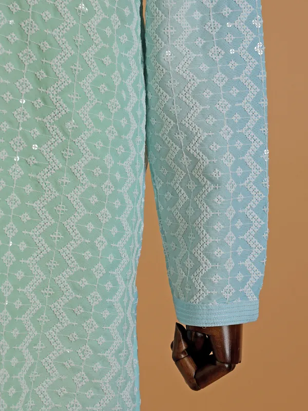 Sea green and blue georgette kurta set