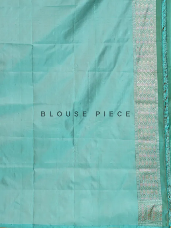 Sea green floral weaving saree