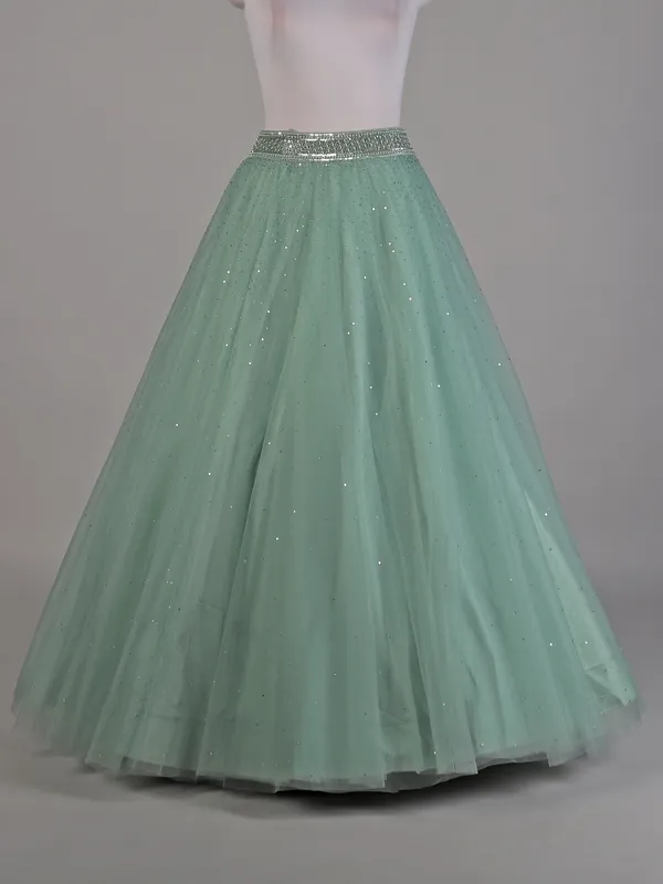 Sea green net lehenga choli for women
