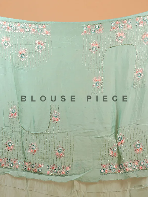 Sea green plain tissue silk saree for festivals