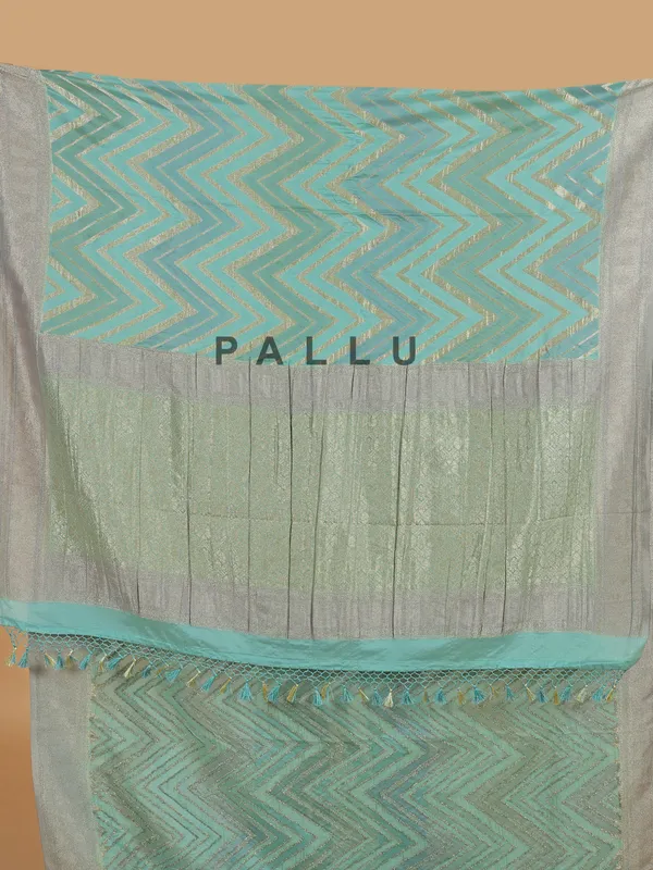 Sea green wedding wear georgette saree with zari weaving