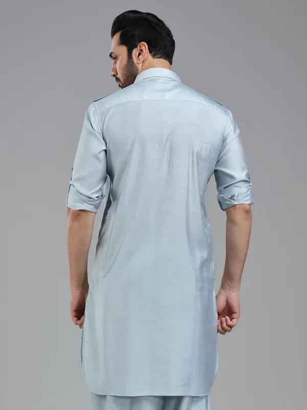 Serene pastle blue pathani kurta for men