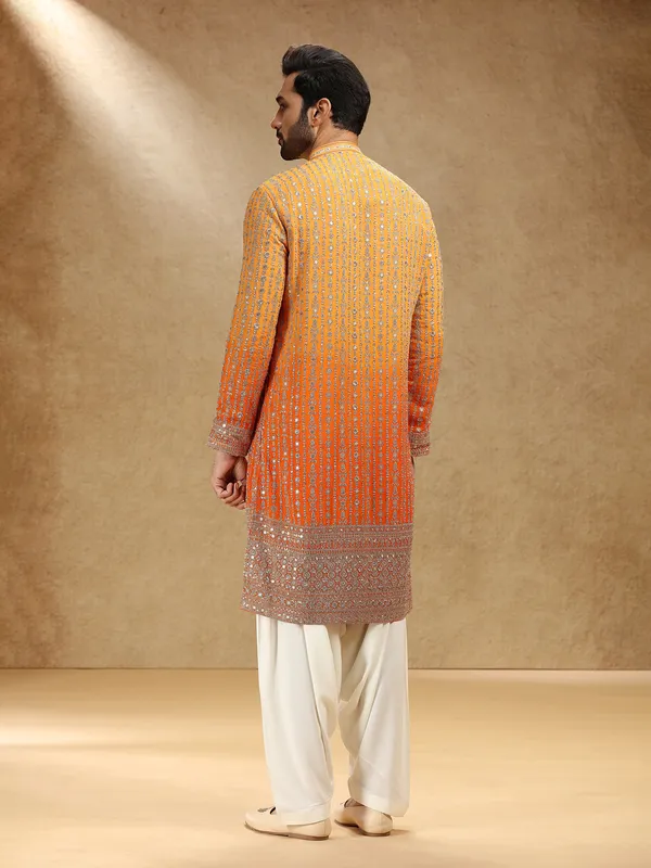 Shaded yellow and orange georgette kurta pajama