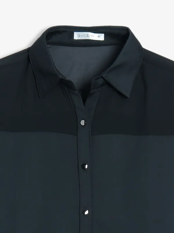 Sheczzar black and grey georgette shirt