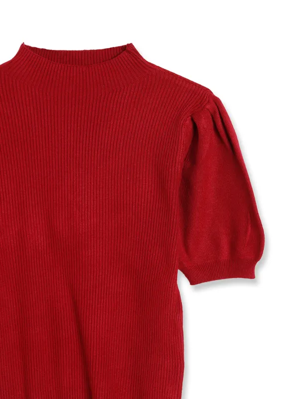 Sheczzar knitted maroon plain top