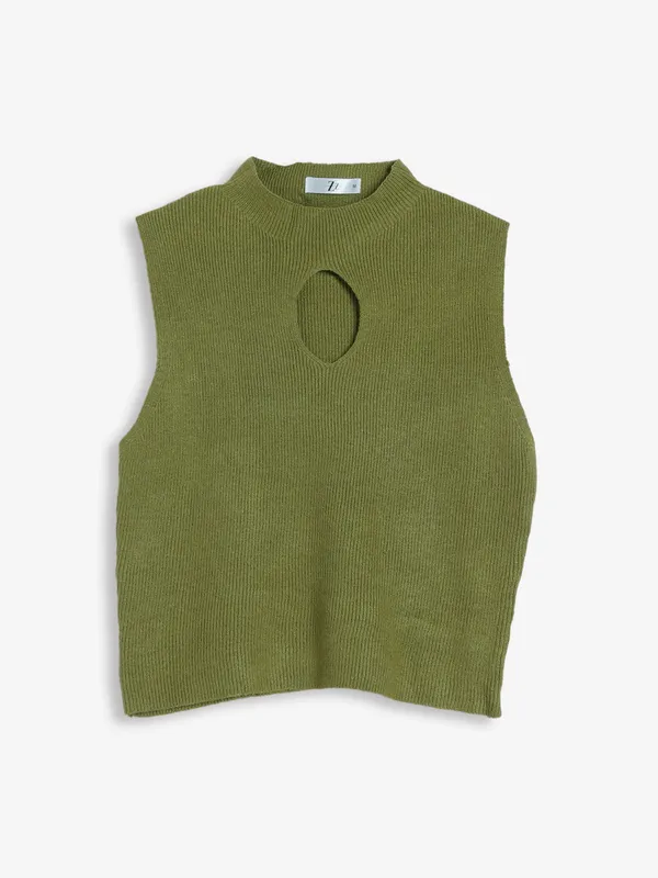 Sheczzar olive knitted crop top