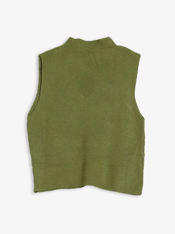 Sheczzar olive knitted crop top