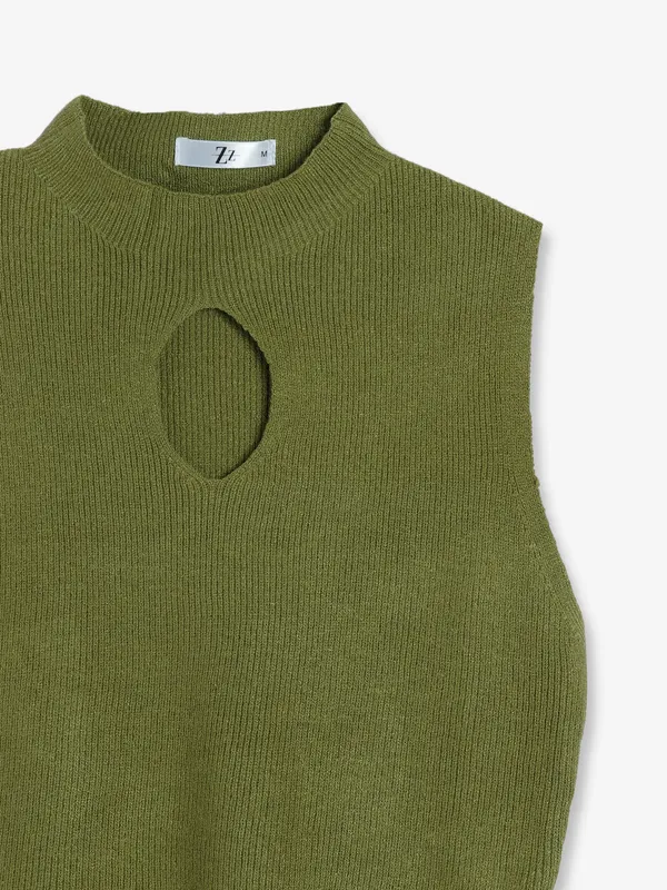 Sheczzar olive knitted crop top