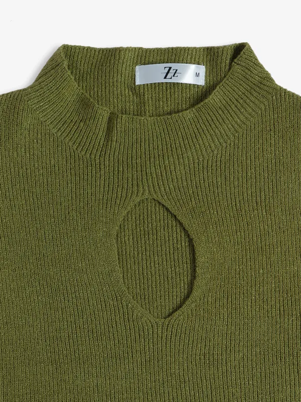 Sheczzar olive knitted crop top