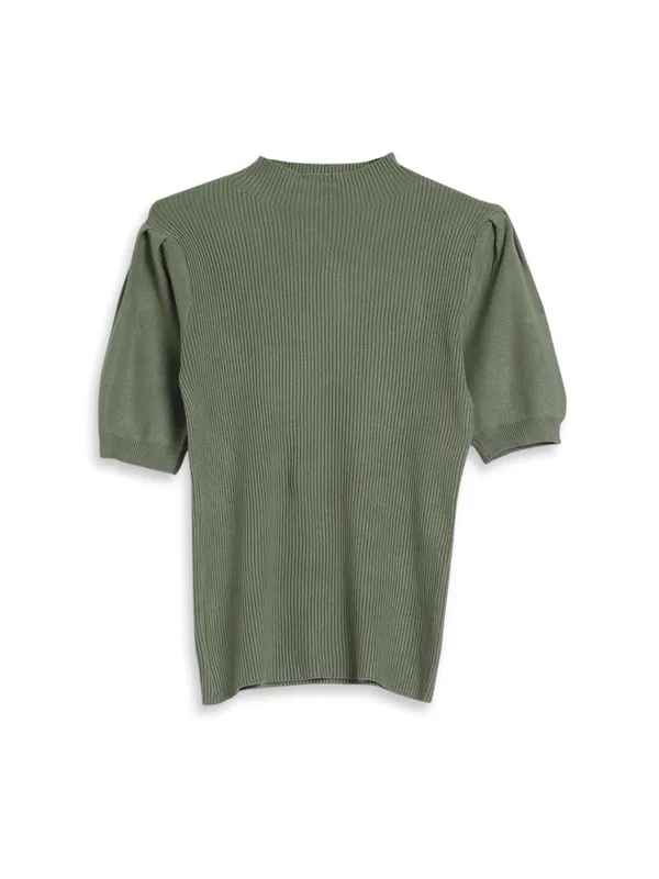 Sheczzar sage green plain knitted top