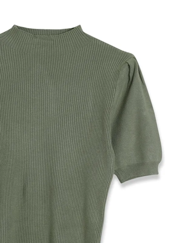 Sheczzar sage green plain knitted top