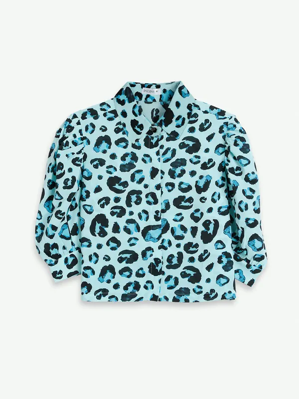 Sky blue cotton crop top