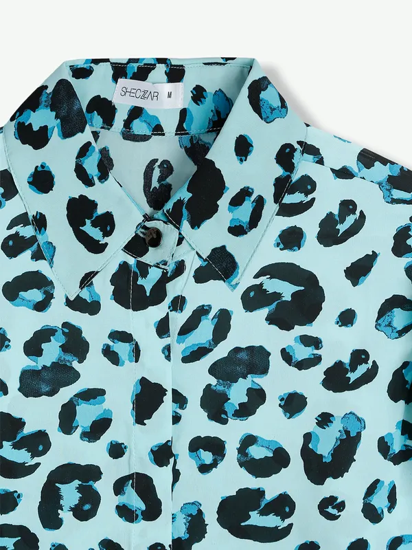 Sky blue cotton crop top