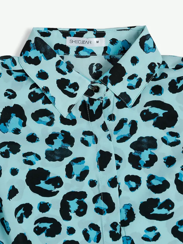 Sky blue cotton crop top