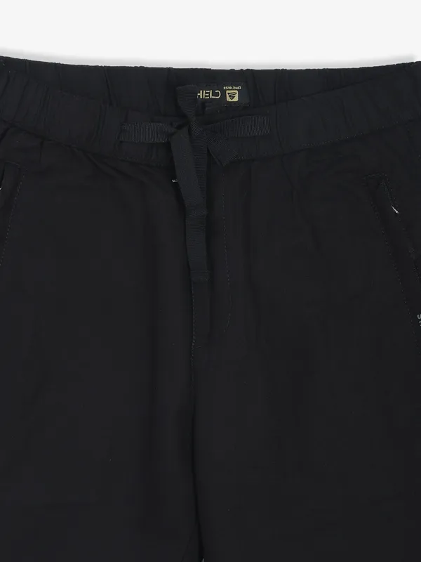 SHIELD black linen solid shorts