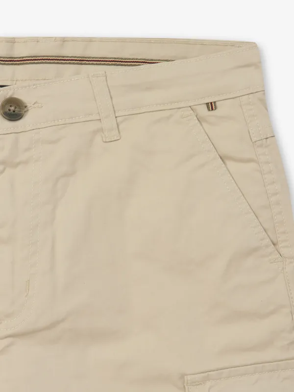SHIELD cotton khakhi solid shorts