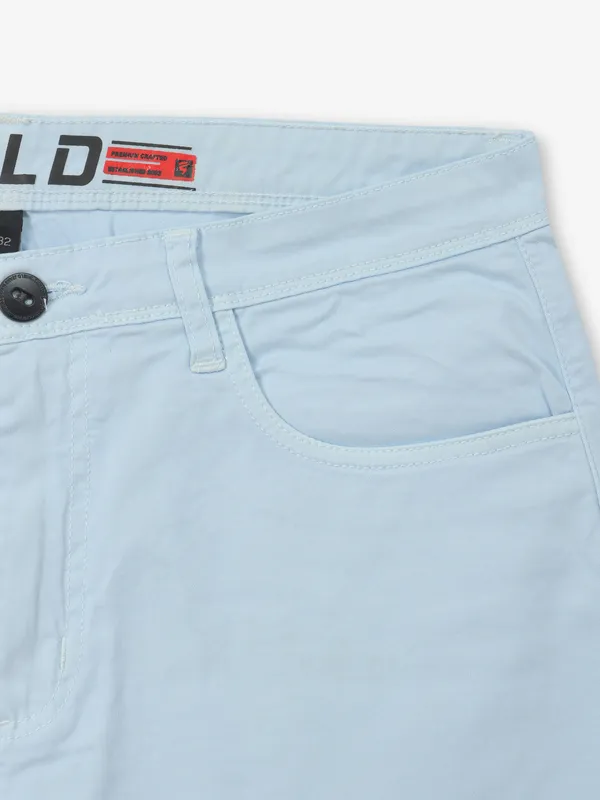 SHIELD cotton sky blue solid shorts