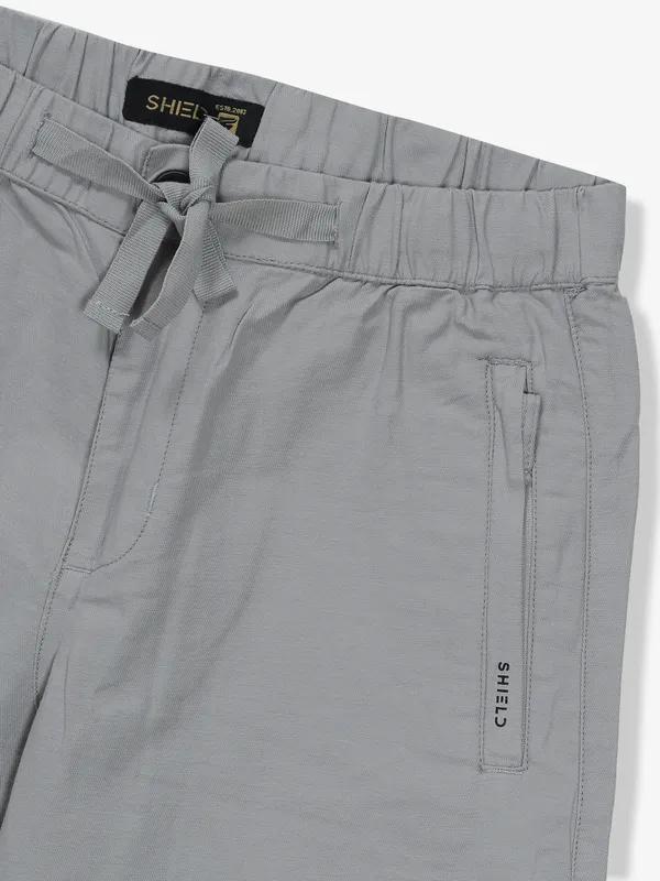SHIELD grey solid linen shorts