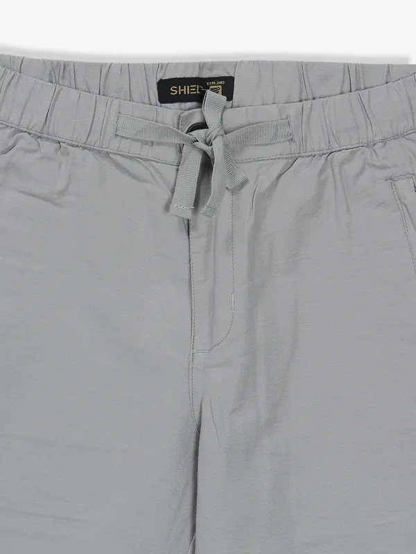 SHIELD grey solid linen shorts