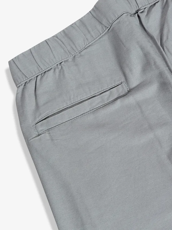 SHIELD grey solid linen shorts