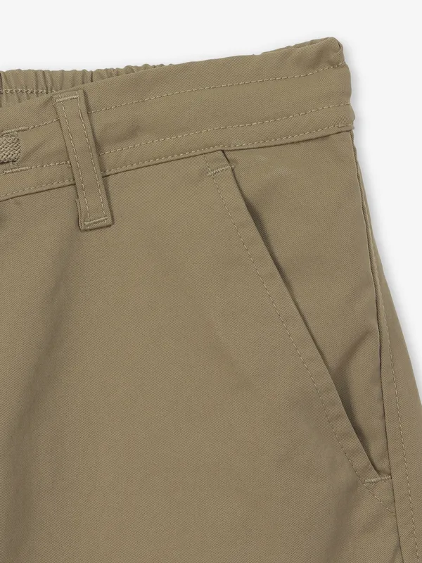 SHIELD khakhi solid cotton trouser