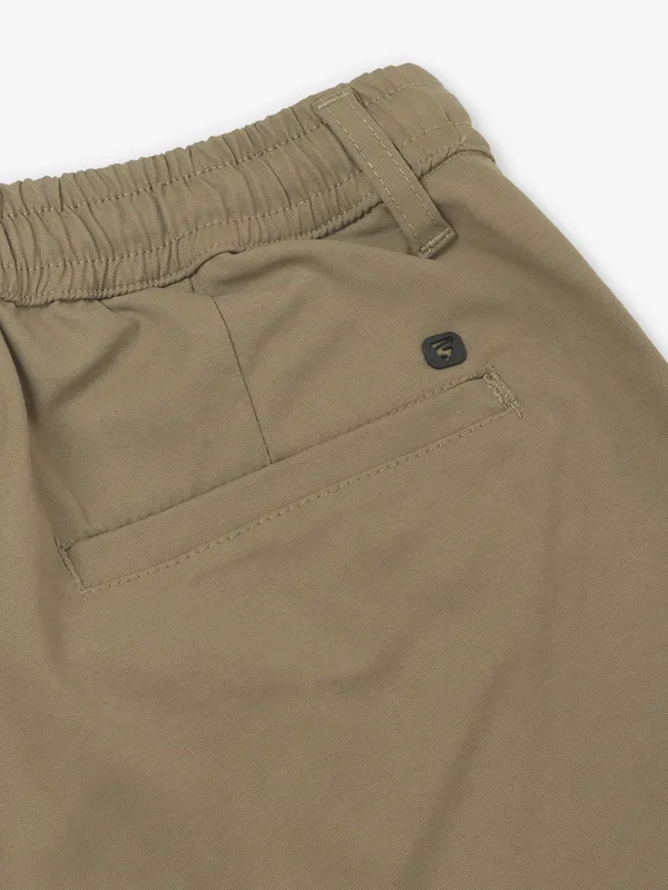 SHIELD khakhi solid cotton trouser