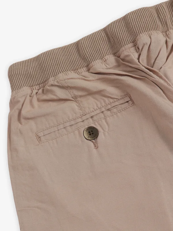SHIELD khaki solid cotton shorts