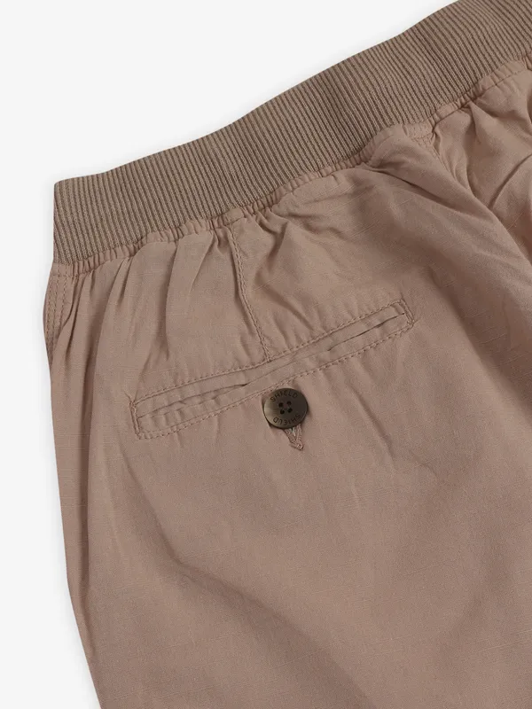 SHIELD khaki solid cotton track pant