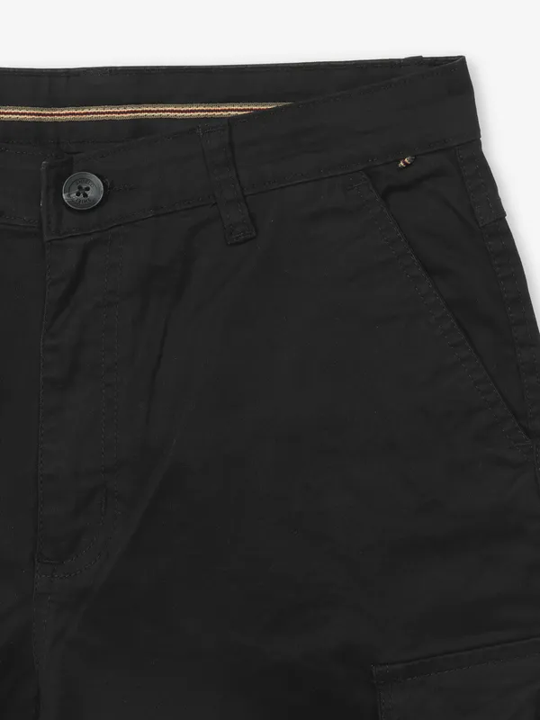 SHIELD solid black cotton shorts