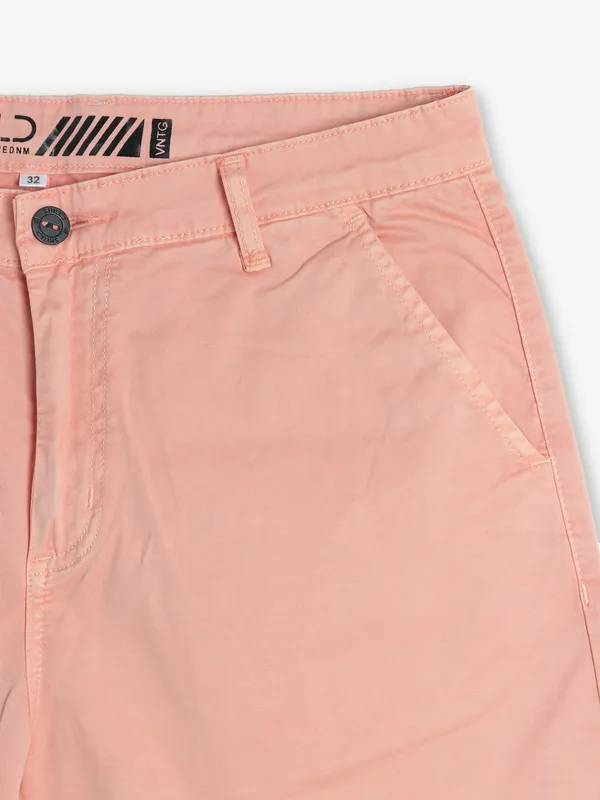 SHIELD solid peach cotton shorts