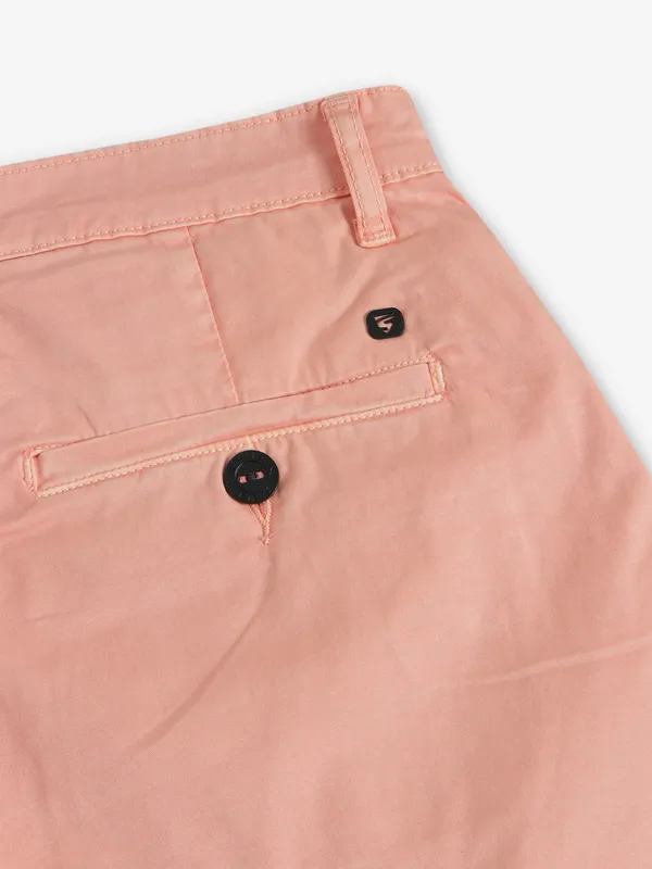 SHIELD solid peach cotton shorts